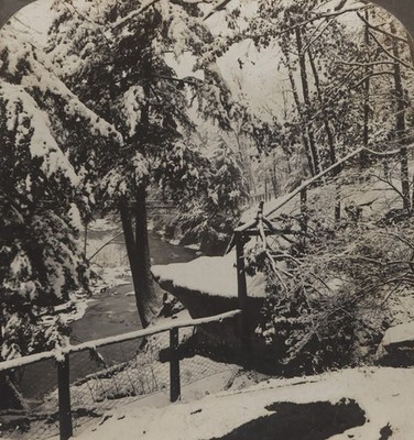 Winter at Anvil Rock the Gorge Akron OH International View Stereoview c1900