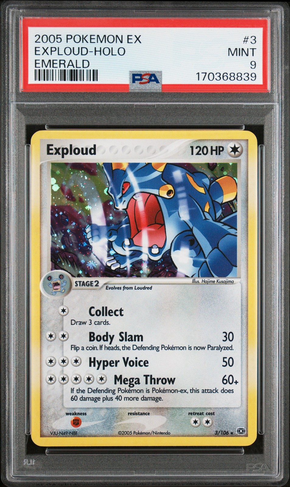 2005 POKEMON EX EMERALD #3 EXPLOUD-HOLO PSA 9