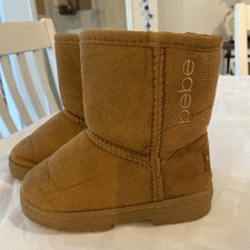Bebe Toddler Girl's Brown Faux Fur Lined, Faux Suede Like Winter Boots Size 10
