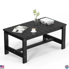 VINGLI All-Weather Rectangle Coffee Table - Stylish HDPE Patio Table in Black