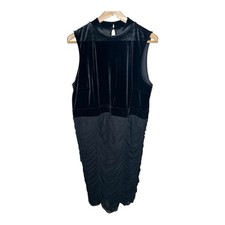 Torrid At The Knee Black Velvet Mesh Ruched Bodycon Dress Size 22 Sleeveless