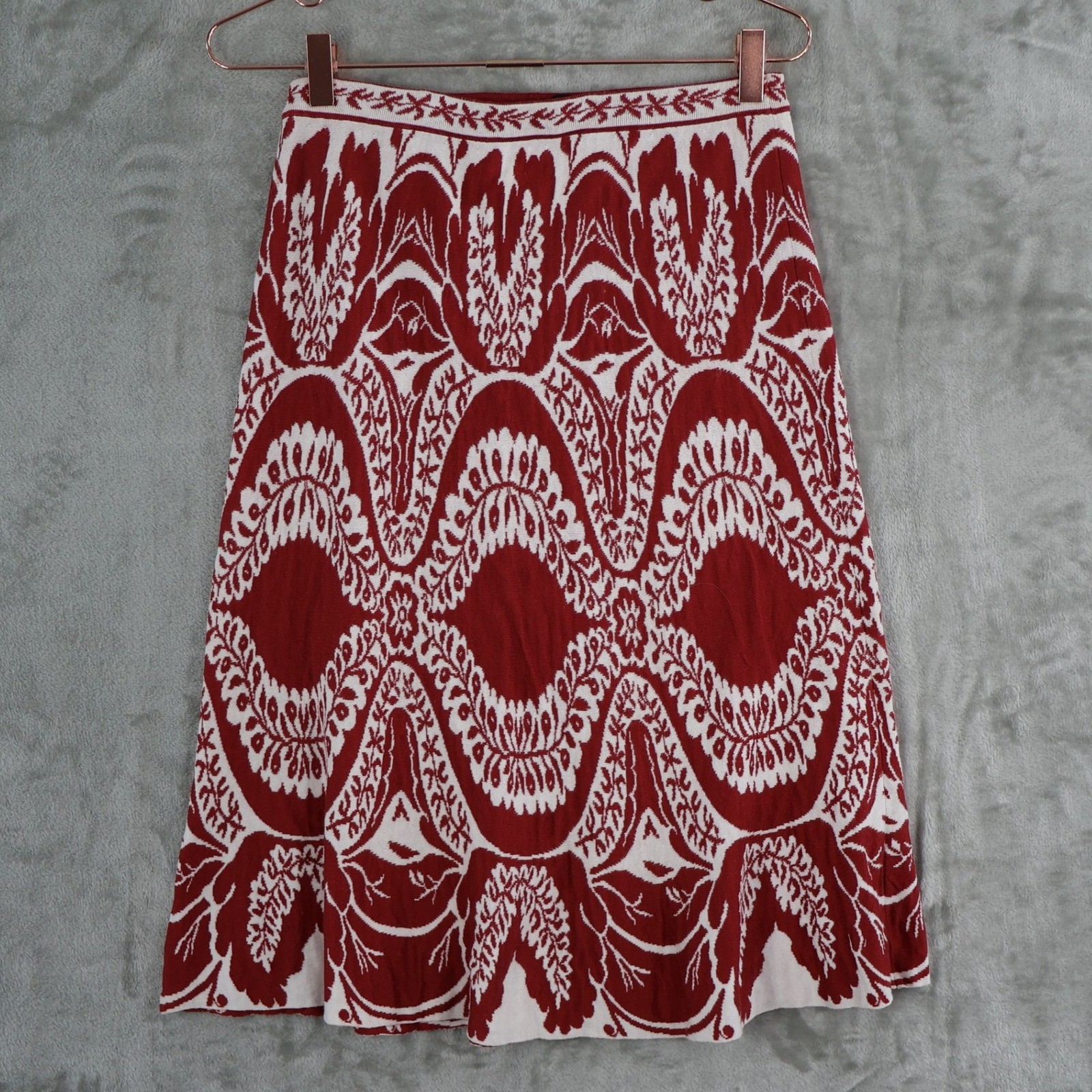 Peruvian Connection Knit Midi Skirt Women M Red Boho Bohemian Casual Comfortable