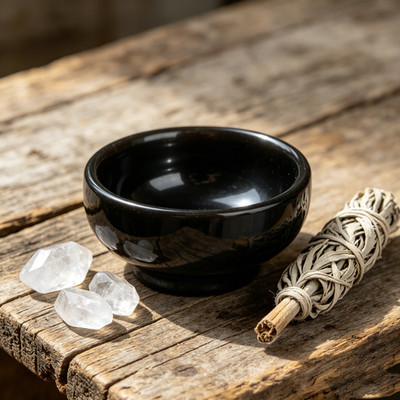 Natural Black Obsidian Bowl 6-7cm Protection Grounding Crystal