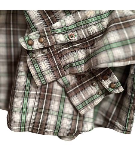 Cinch Boys Country Western Plaid Snap Button Shirt Boys Large / 12 Long Sleeve - Picture 13 of 15