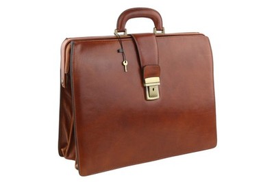 TIME RESISTANCE Men Bag Briefcase The Firm OS Brown Vachetta Leather Key RRP350