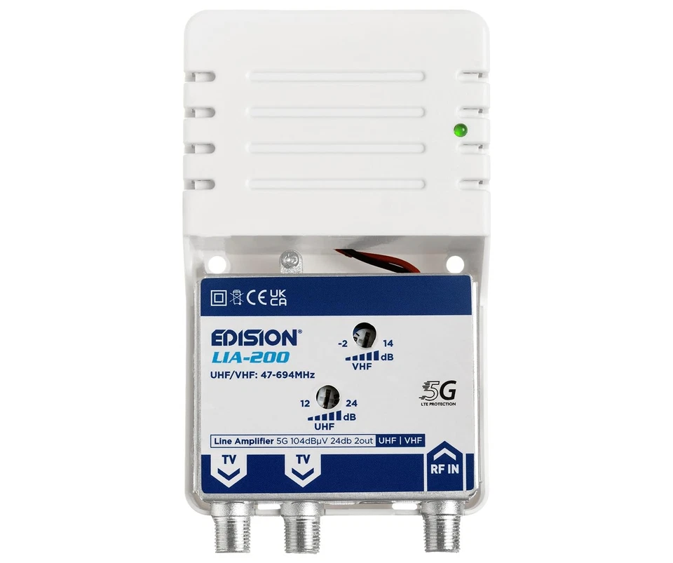 LIA-200 Hausanschlussverstärker UHF/VHF 12-24db 104dBmV Frequenzbereich 47-69... - Bild 2 von 4