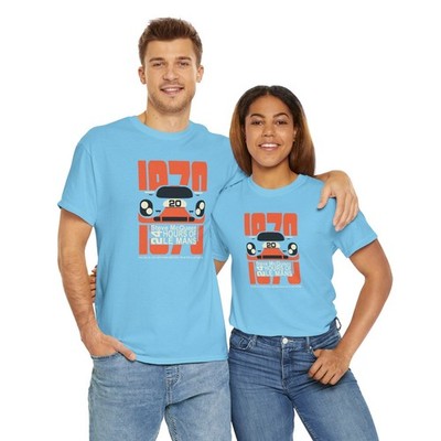 T-shirt Hommage Steve McQueen Le Mans 1970 – Bleu Ciel, Coton, Taille L – R-Torque