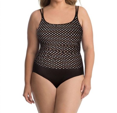 Miraclesuit Spot On Fauxkini One Piece Swimsuit - Plus Black/ White
