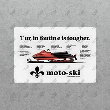Vintage Moto Ski Snowmobile Sign 1970s Advertising Metal Wall Decor #616037