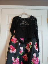 2-piece Prom/Homecoming Dress - Black With Light And Hot pink Flowers - Winsdor