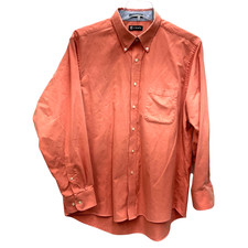 Chaps Dress Shirt Mens 17-17.5 34/35 Orange Peach Oxford  Long Sleeve