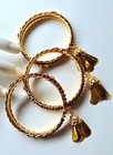 Elegant Traditional Gold Plated Tassel Bangle Set Royal Red Glass Beads Wedding  — photo 5