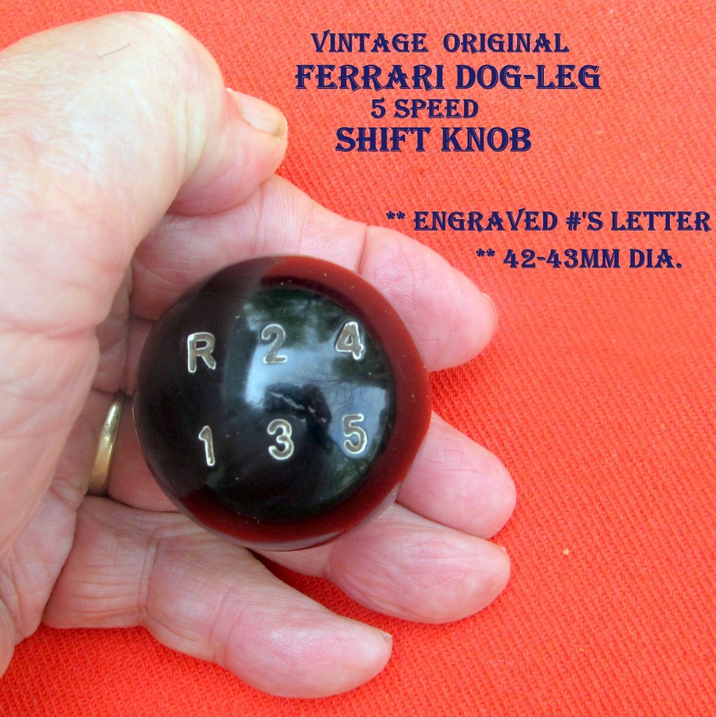 Vtg. Original Ferrari Dog-Leg 5 -Speed Shift Knob 42-43MM Dia.  Engraved #'s /R
