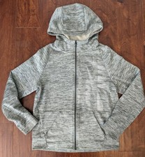 Nike Dri-Fit Full Zip Up Hoodie Sweatshirt Boys YXL Youth XL Gray "Just Do It"