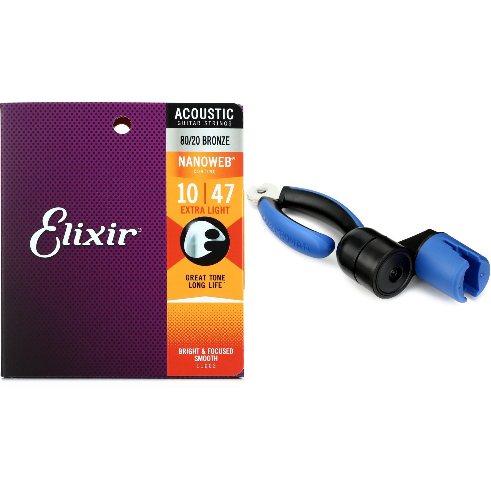 Струны для акустической гитары Elixir Strings 11002 Nanoweb 8020 с устройством для намотки струн - 4890₽