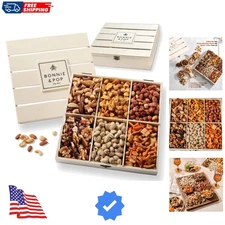 Nut Gift Basket, in Reusable Wooden Crate, Healthy Gift Option, Gourmet Snack...