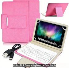 Tablet Case Wireless Bluetooth Keyboard Detachable Folio Pink Universal 10.1