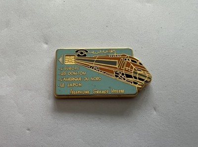 PIN'S SNCF TGV CHIPKARTE BLAU GOLD KABELGEBUNDEN TELEFON C. BAZILLE BALLARD SELTEN