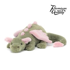 Jellycat Malachy Dragon - Exclusive Green/Pink Plush Toy with Dust