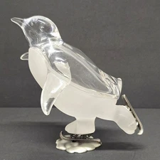 Lucite Penguin On Ice Skates MCM Frosted Christmas Prop Figurine Vintage 50s