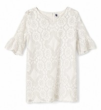 Janie and Jack Size 7 Girls Fully Lined White Lace Scalloped Hem Dress