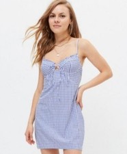 Urban Outfitters Gingham Check blue/white Bustier Sweetheart Mini Dress S