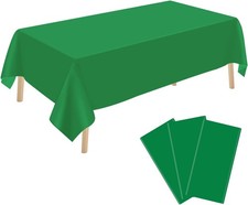 3 Pack Green Plastic Tablecloth Disposable Rectangular Table Cloth 54 x 108 Inch