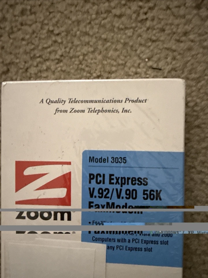 Zoom PCI Express V.92/V.90 56K Fax Modem Card, 3035-00-00G, Windows 7 Vista 2000 - Image 2 of 4