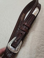 Nocona Leather Cowhide  Studs Belt 34 N2420002 Basket Weave Woven 1997 Embossed