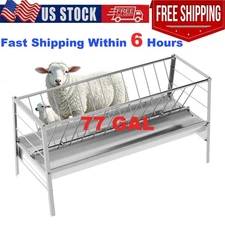 77 Gallon Stainless Steel Outdoor Livestock Feeder,Heavy Duty Feeding for Sheep