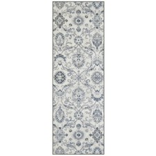 Maples Rugs Blooming Damask Runner Rug - Made In USA Washable, Non Slip Indoor