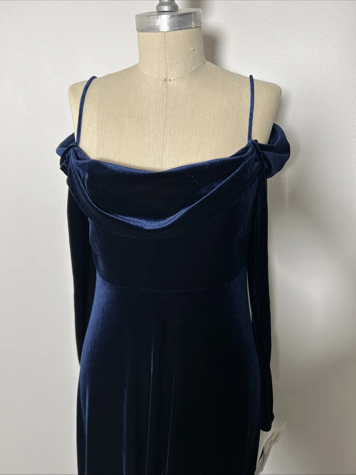 Винтажный 90-х годов Y2K новый с Ярлыками Jessica McClintock Royal синий бархат платье для официальных приемов выпускного - Изображение 3 из 4