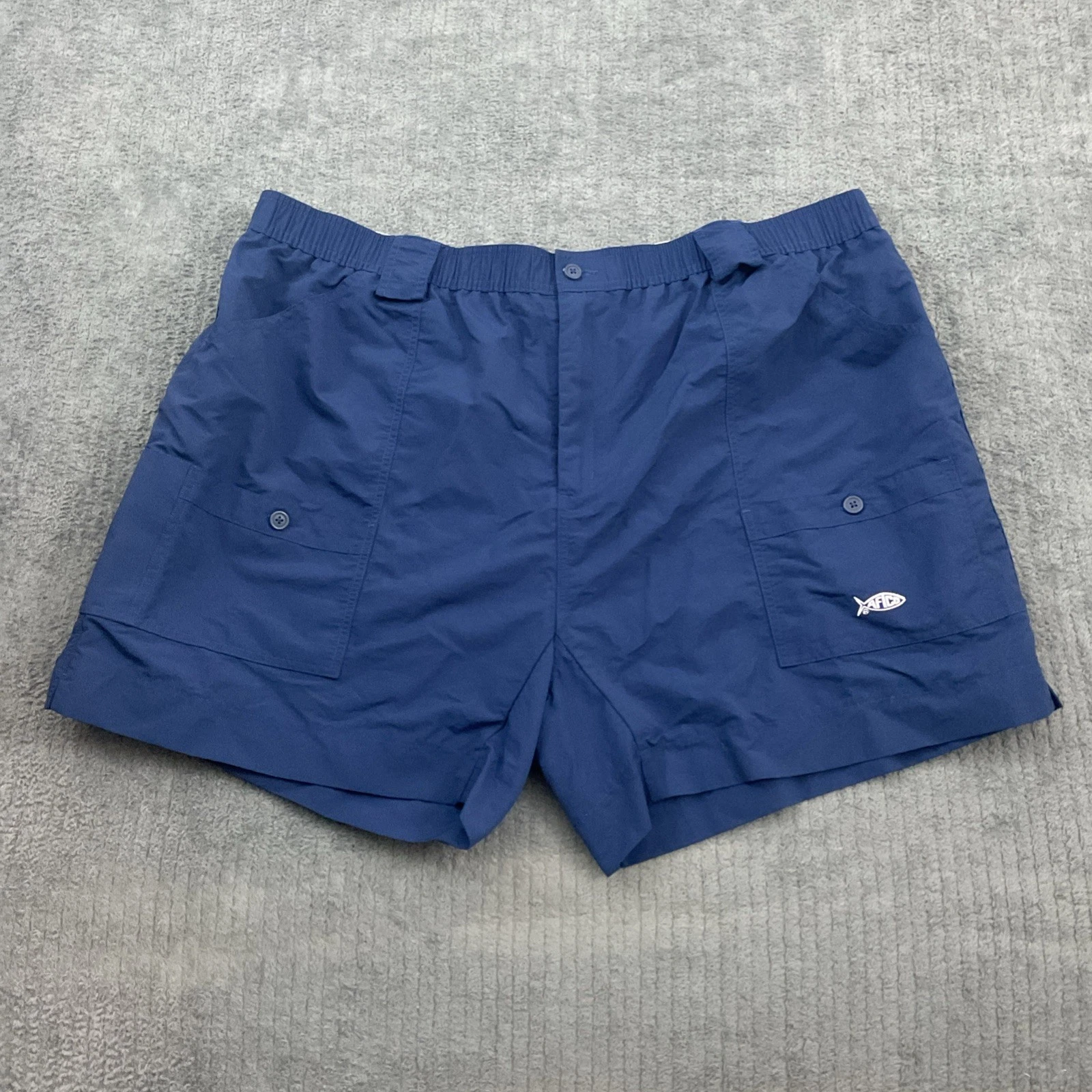 AFTCO Original Fishing Shorts Mens 46 Cargo Elastic Waist Outdoors Nature Blue