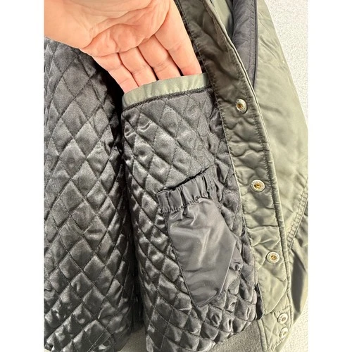 Alpha Industries Mens Medium Sage Green Black Bomber Varsity Jacket Quilted image 12