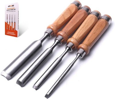 ATOPLEE 4 Pieces Wood Chisel Set for Woodworking, Professional Full Size-4PCS