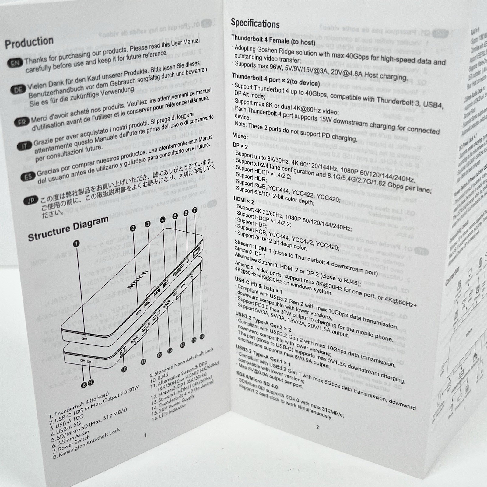 MOKiN 15-in-1 Thunderbolt 4 40Gbps Docking Station Triple 4K Display - MOTB0101