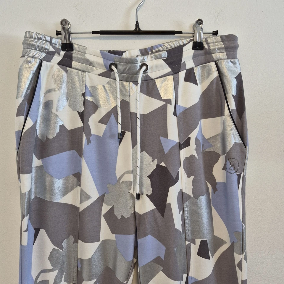 Bogner Track Pants Knit Pull On Blue Silver Geo Ski Athleisure Women's Sz 8 Med - Image 4 of 4