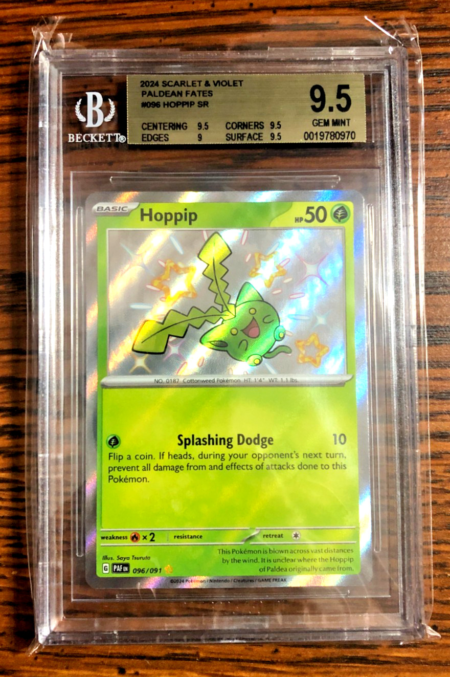 Hoppip Shiny Holo Rare #096|BGS MIN GEM 9.5|2024 SV Paldean Fates|Pokemon TCG