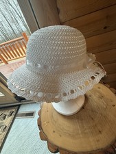 Toddler Girls EASTER HAT DRESSUP TEAPARTY HAT WHITE W/Bow  Rose New With Tags