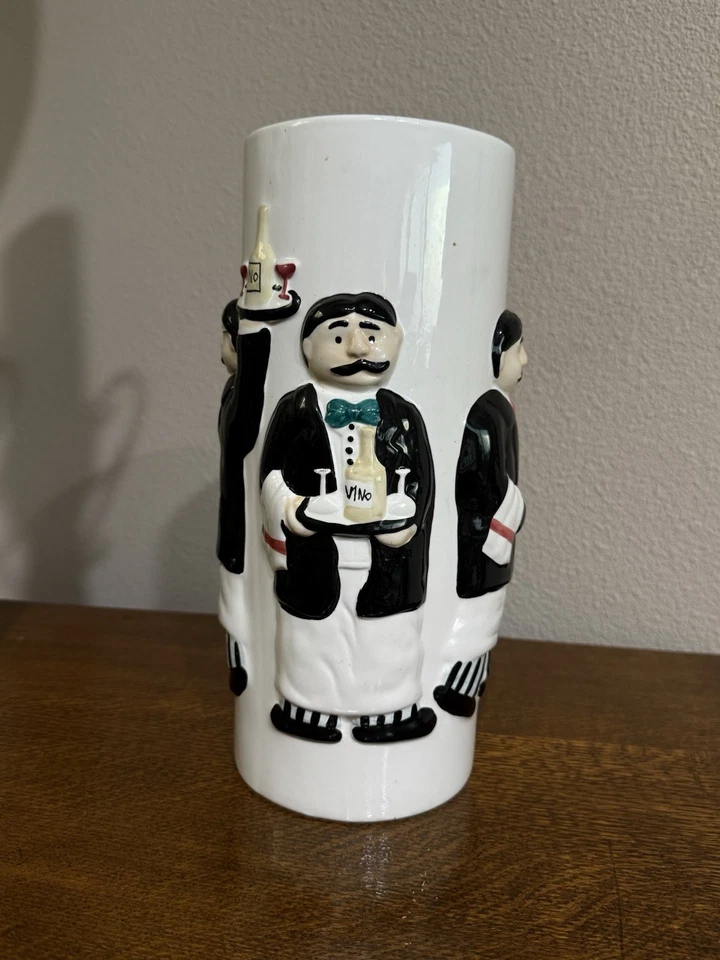 Ceramic Pasta Spaghetti Canister Italian Chef Design 12" x 5” RARE Vintage - Image 2 of 4