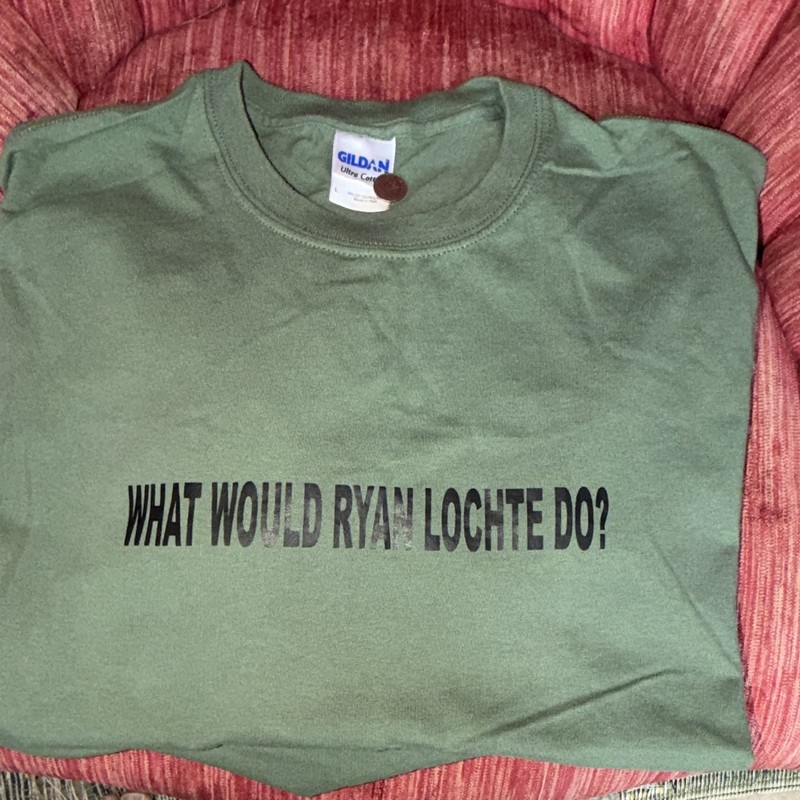 USA Olympic Team swimming Cotton Men's L Green Ryan Lochte Graphic Tee funny