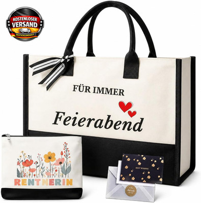 Renteneintritt Geschenk Frau, Ruhestand Geschenk Frauen Set, Große Stofftasche &