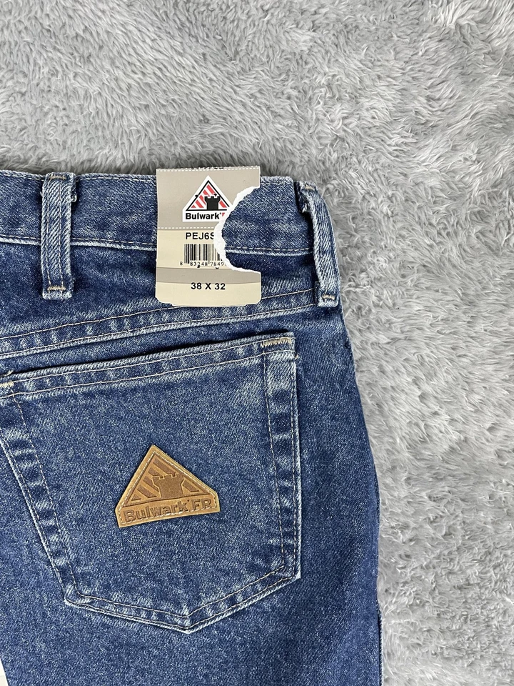 Bulwark FR Jeans Mens 38x32 Blue Flame Resistant Denim Work Pants PEJ6SW3 - Image 3 of 4