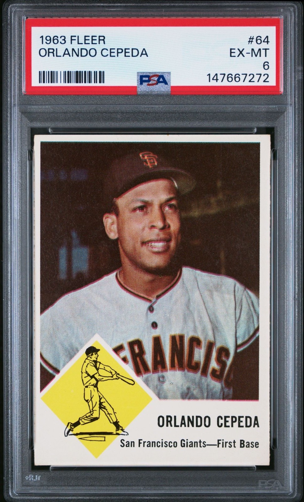1963 Fleer #64 Orlando Cepeda PSA 6 Undergraded