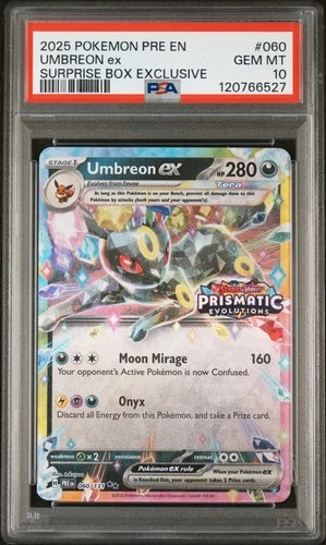 2025 POKEMON PRISMATIC EVOLUTIONS SURPRISE BOX EXCLUSIVE #060 UMBREON EX PSA 10