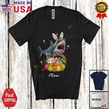 Custom Name Bunny Shark Eggs Basket Coffee; Easter Leopard Egg Hunting T-Shirt