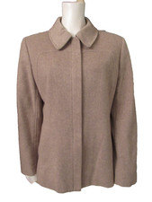 Ann Taylor Loft tan full zip lined collar wool blend blazer jacket size 8