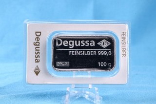 Silberbarren Degussa Silberbarren 100 Gramm Silber 999 in Folie