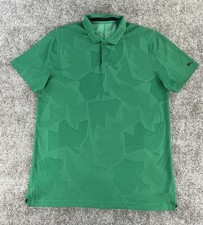 Nike Tiger Woods Polo Shirt Mens M Green Jacquard Camo Dri Fit Golf Performance