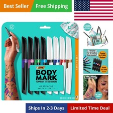 Temporary Tattoo Markers for Skin, Artist's Set, Mixed Tip, 8-Count Pack of A...